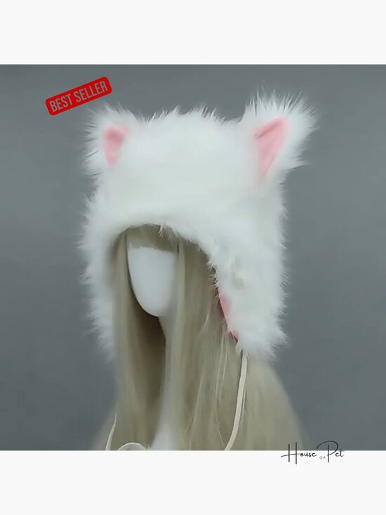 Faux Fur Trapper Hat with Animal Horns Ears Unisex Winter Costume Hat main image 6
